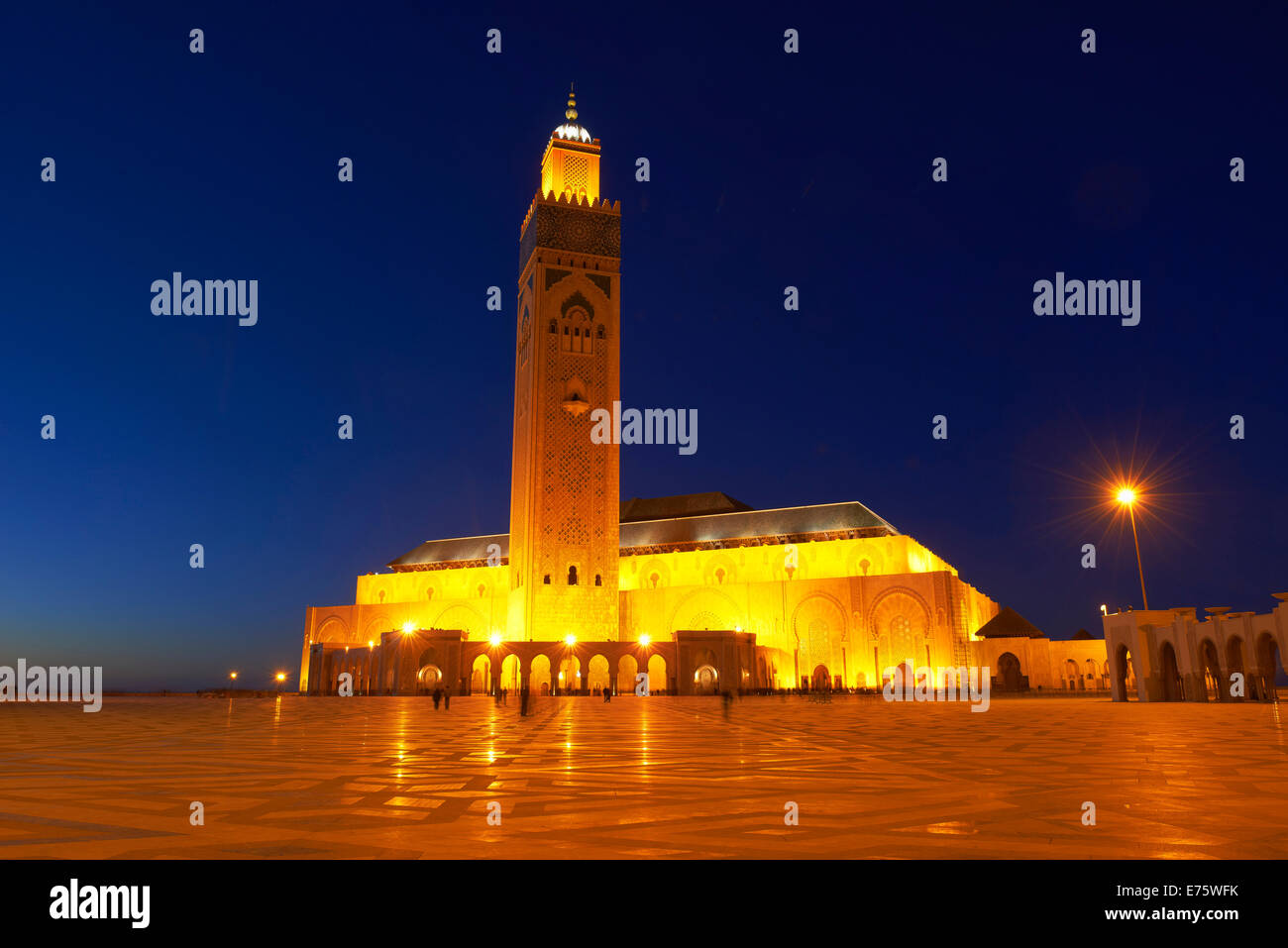 Hassan II Mosque at night, Casablanca, Morocco Stock Photo