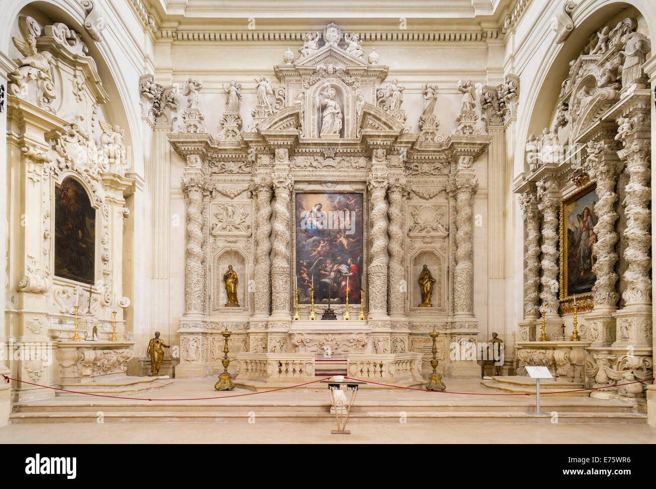 The Altare degli Angeli Custodi altar, 1700, Chiesa di Sant’Irene church, Leccese Baroque, Lecce, Apulia, Italy Stock Photo