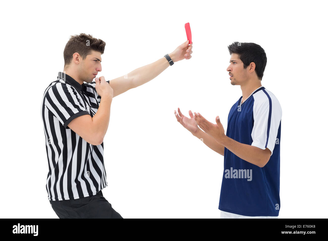 Referee showing red card to football player Stock Photo Alamy