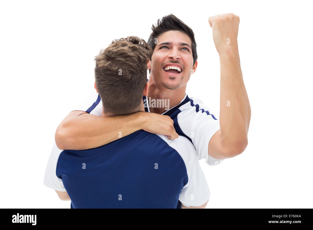 Football players celebrating a win Stock Photo Alamy