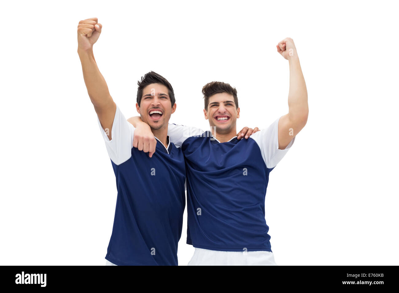 Football players celebrating a win Stock Photo Alamy