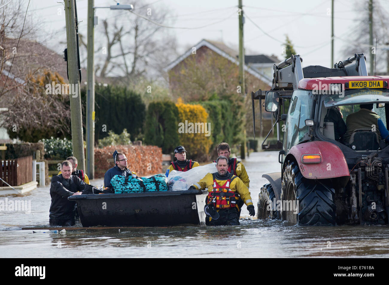 Flooding on the Somerset Levels A resident of Moorland is rescued