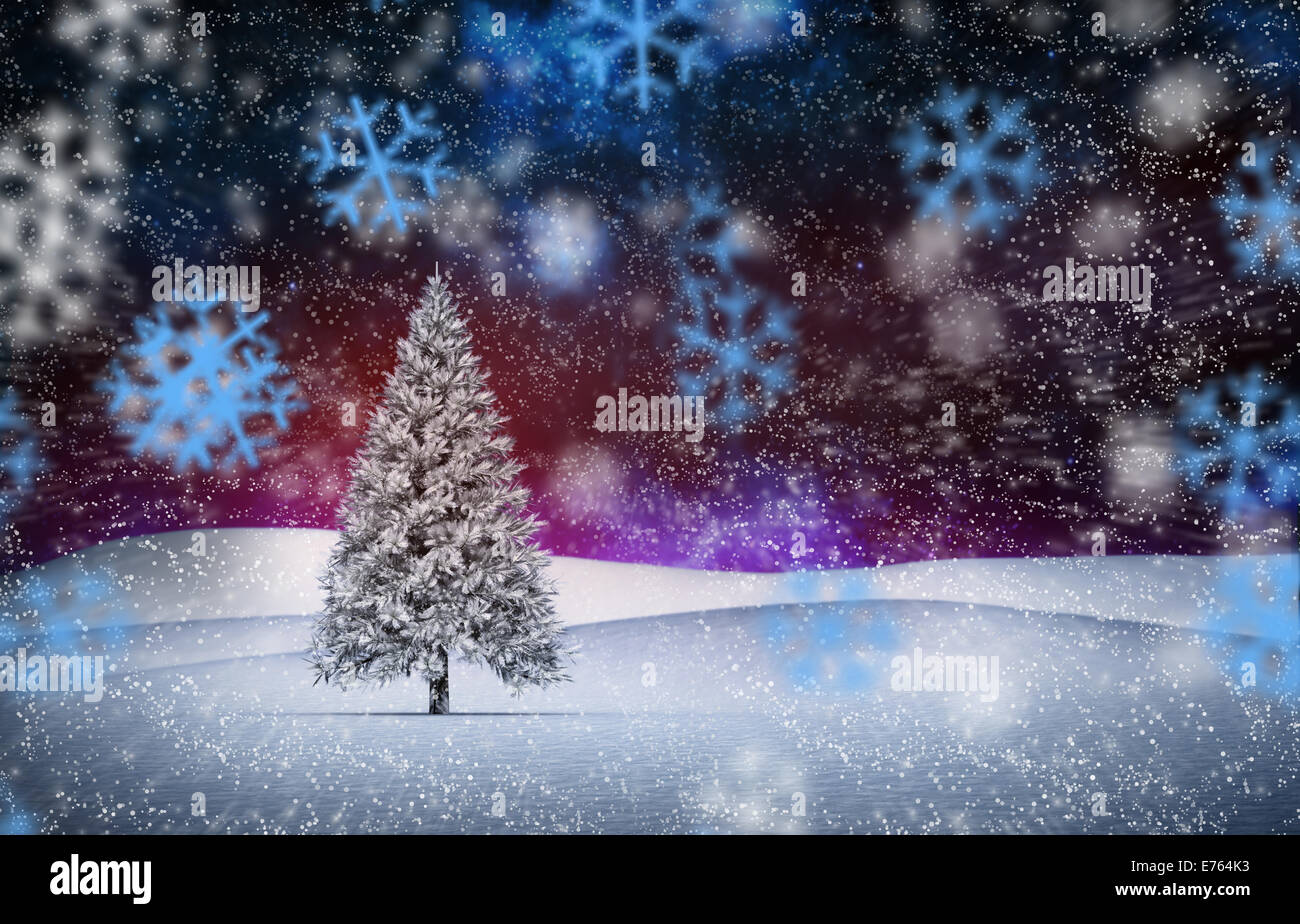 Composite image of fir trees in snowy landscape Stock Photo - Alamy