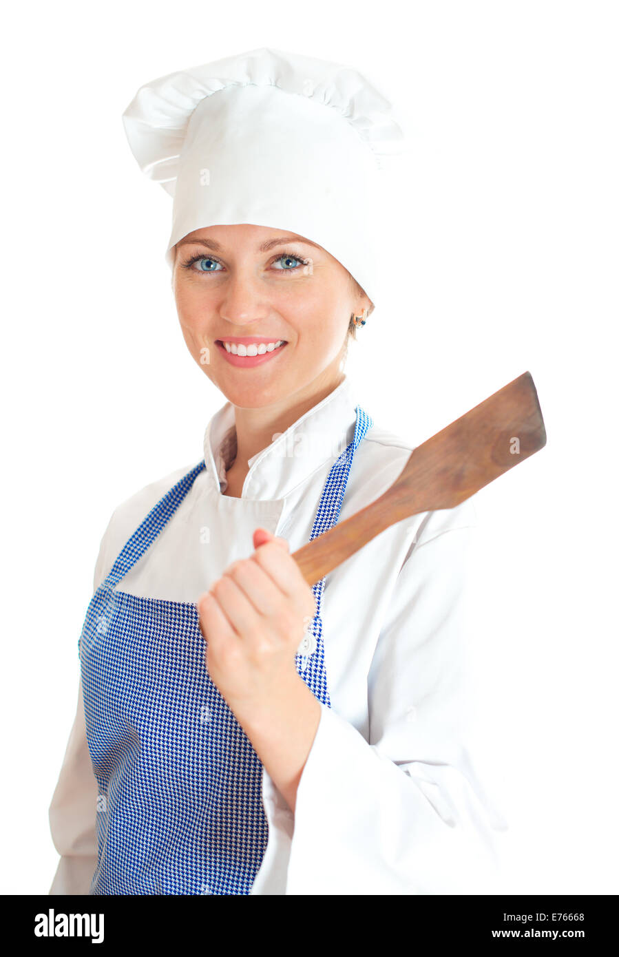 Portrait of female chef cook. Isolated on white background Stock Photo ...