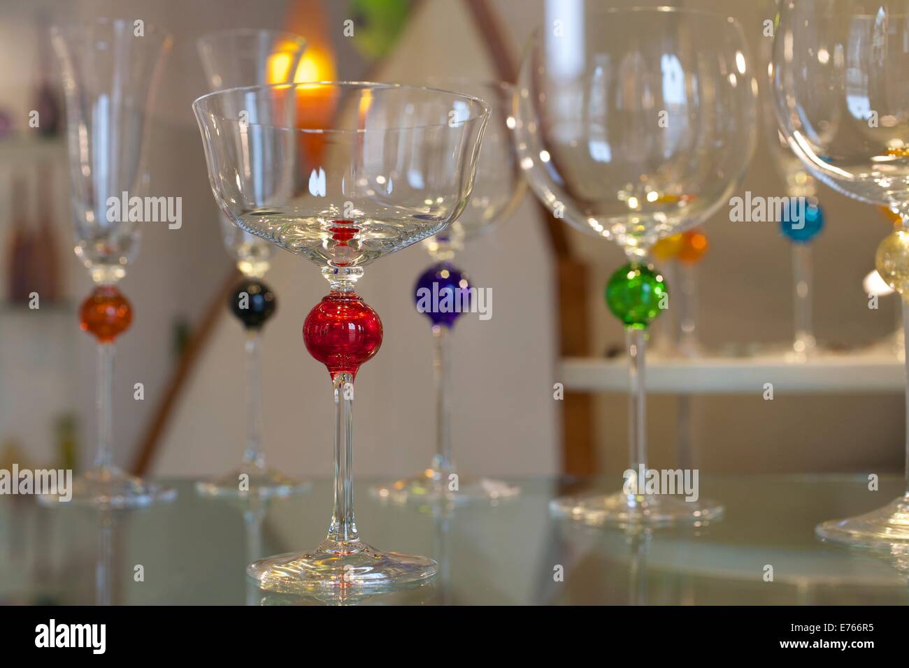 Murano glass for sale in shop window, St Mark's Square, Venice, Italy, Europe Stock Photo