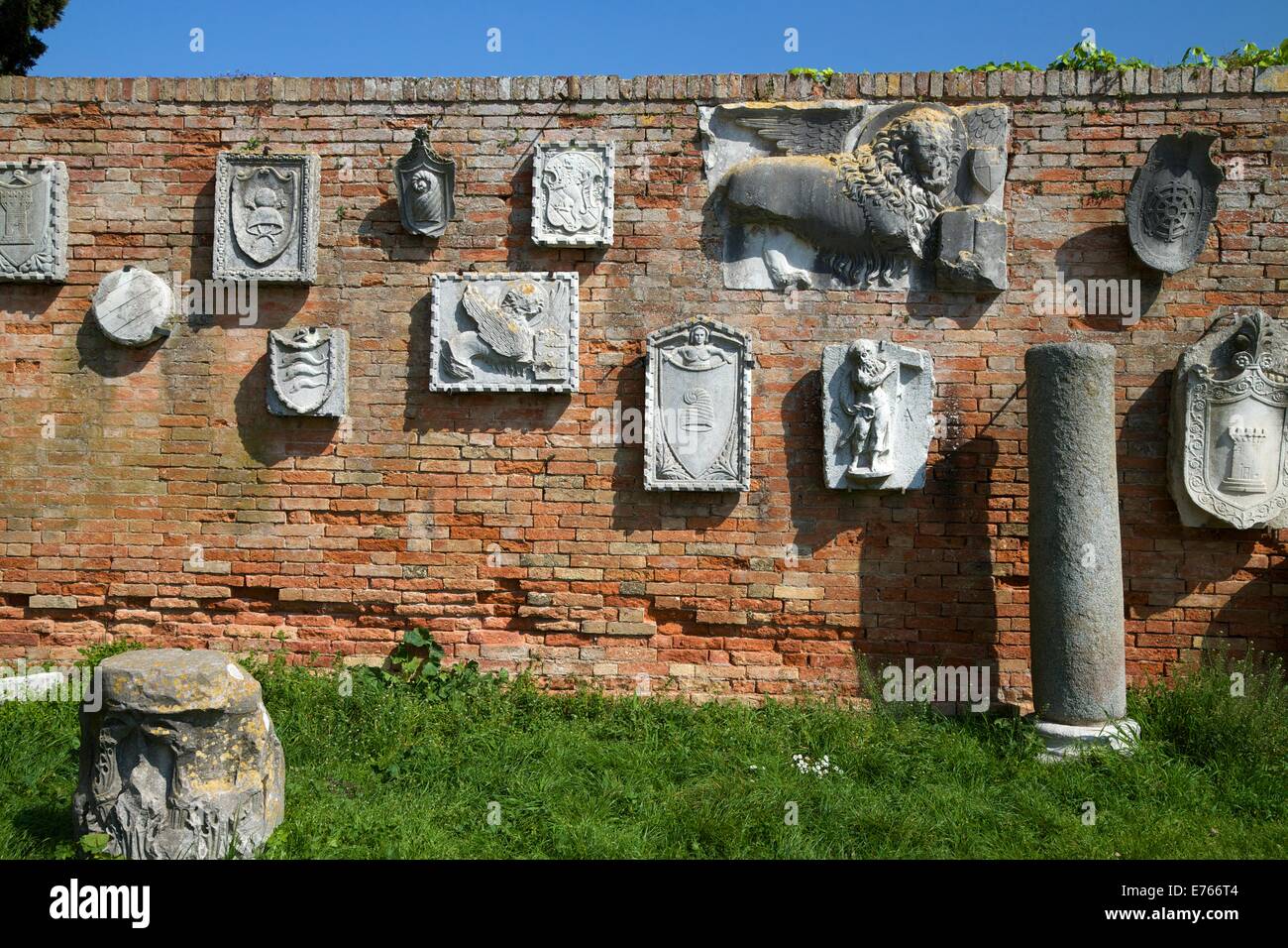 Stone carvings and plaques, Torcello Museum, Cathedral of Santa Maria Assunta, Torcello, Venice, Italy Stock Photo