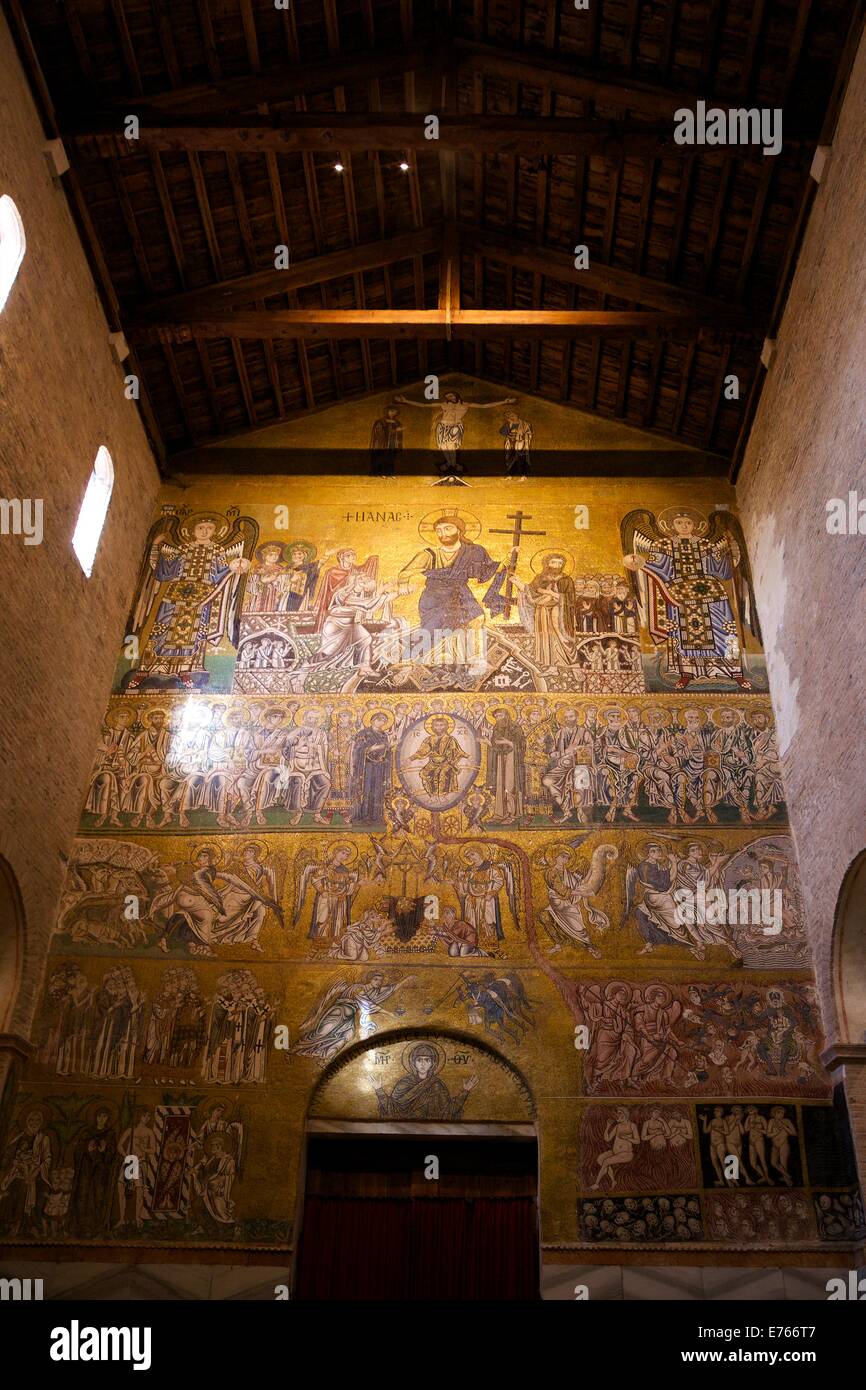 Byzantine Last Judgement Mosaic, 12th century, Cathedral of Santa Maria Assunta, Torcello Island, Venice, Italy, Europe Stock Photo