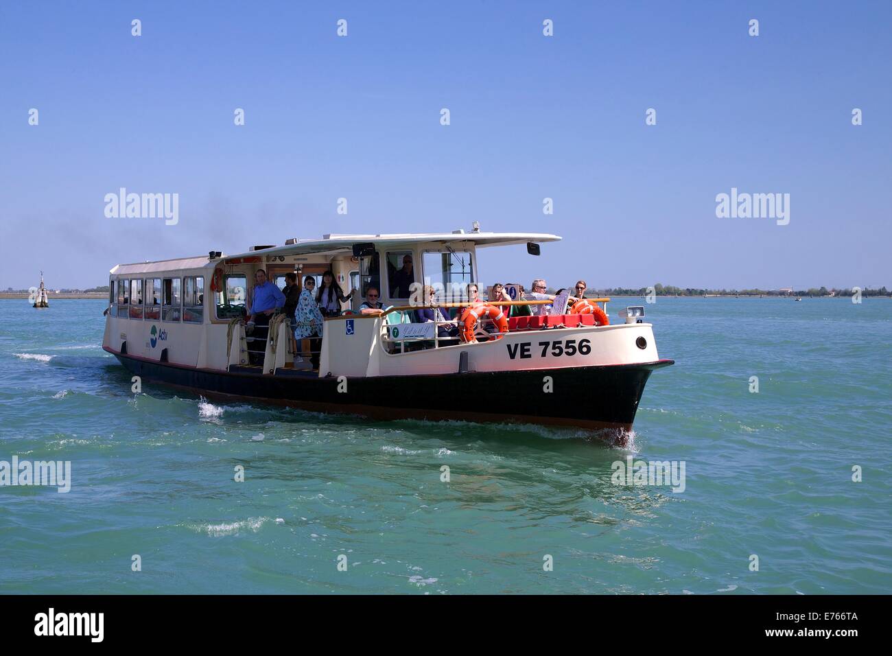 Vaporetto on venetian lagoon, Venice, Italy, Europe Stock Photo