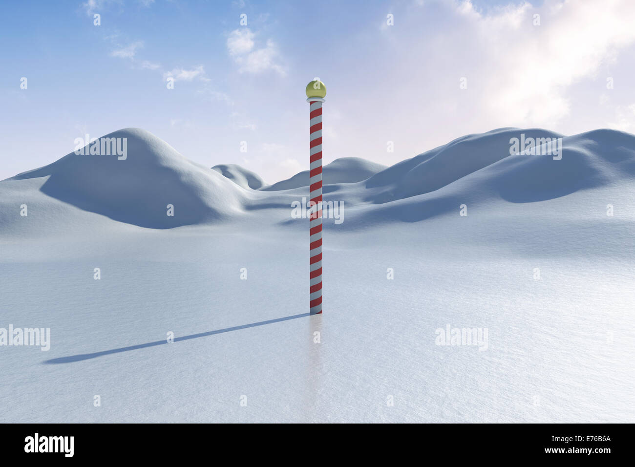Snowy land scape with pole Stock Photo