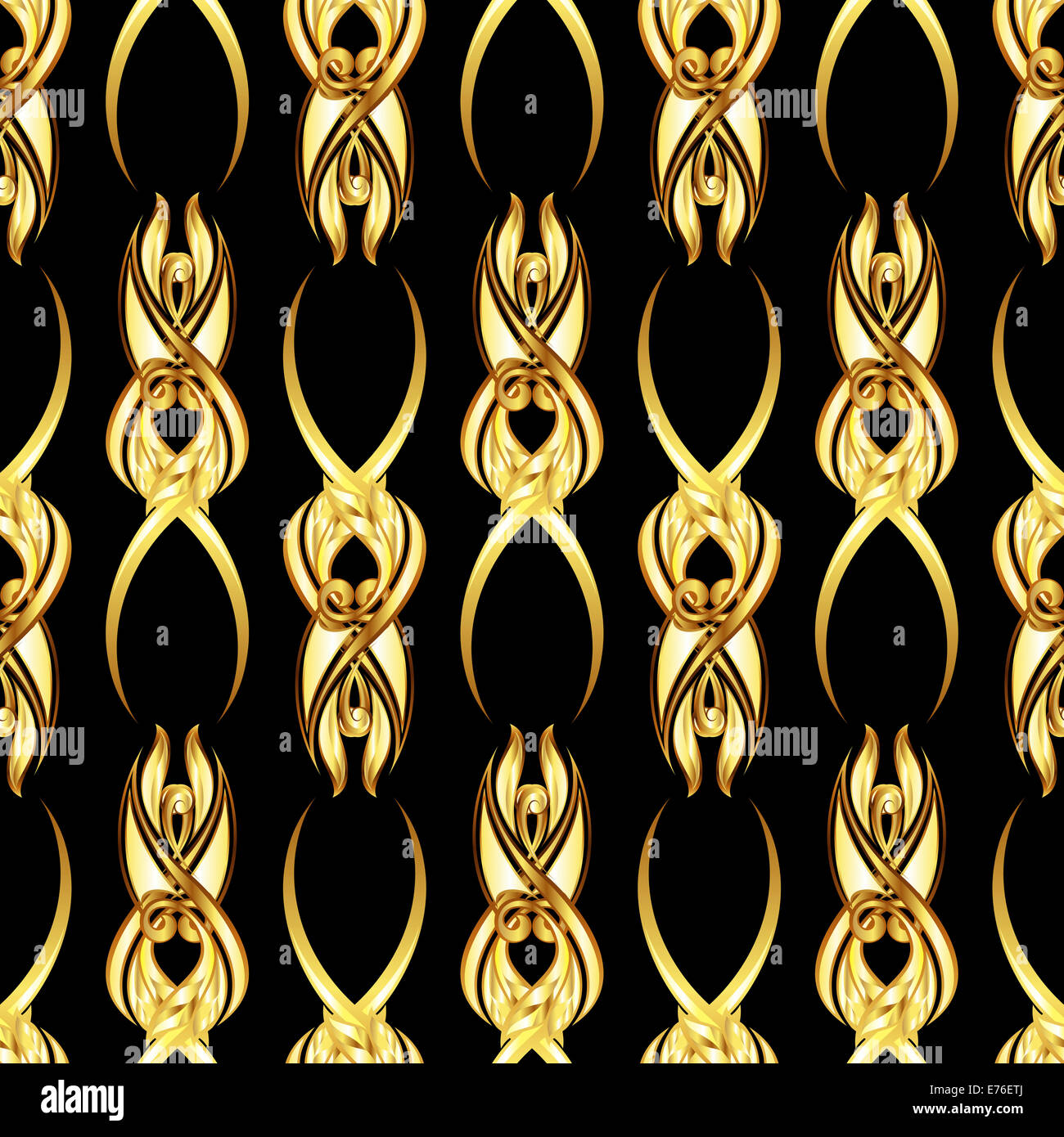 Seamless golden ornate pattern on black background Stock Photo - Alamy