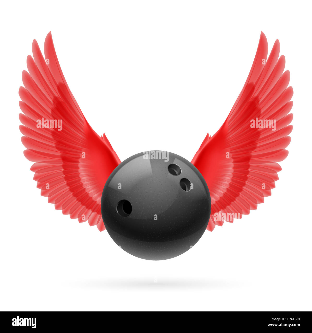 Black bowling ball with red wings emblem Stock Photo - Alamy