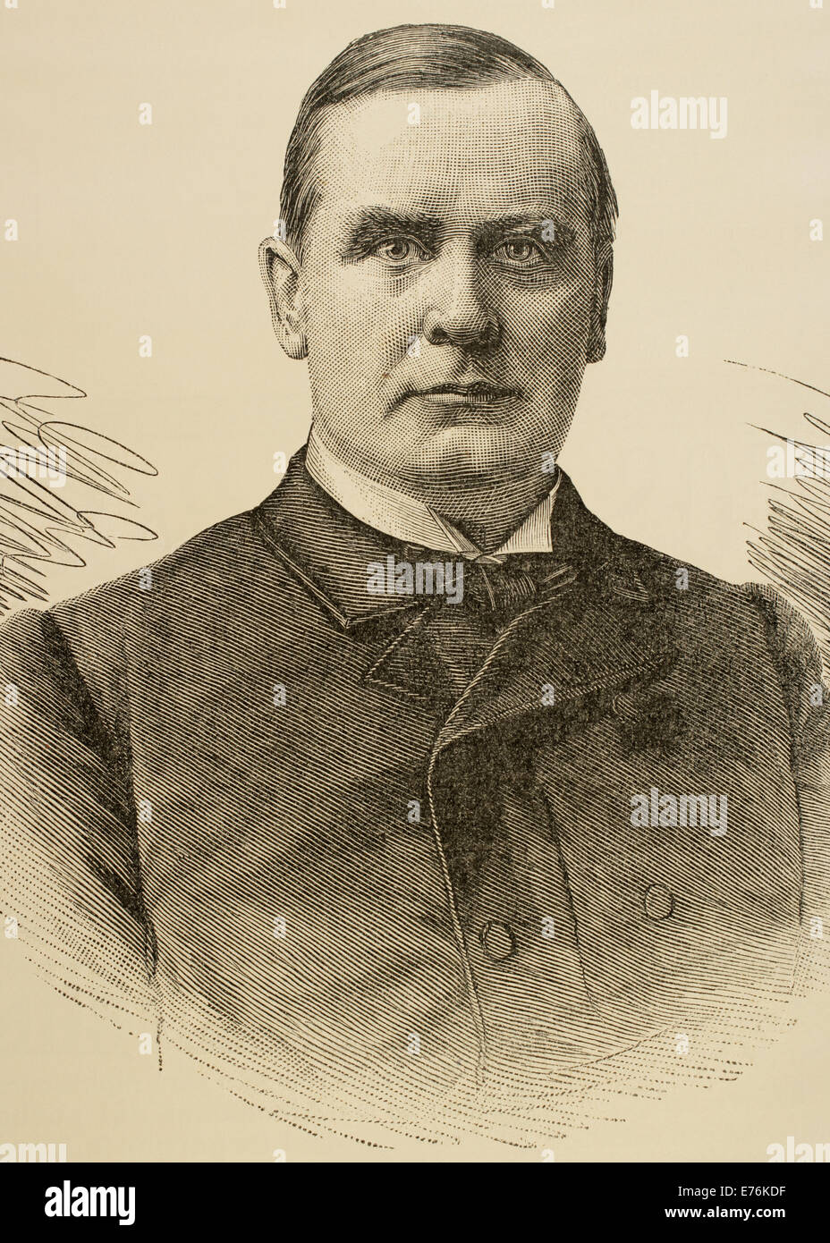 William McKinley (1843-1901).  25th President of the United States. Engraving. La Ilustracion Espanola y Americana, 1890. Stock Photo