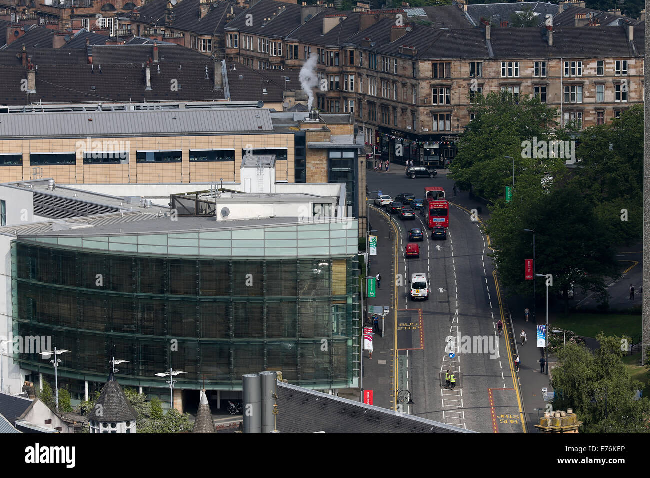 Aerial view of Wolfson Medical Building Glasgow University Stock Photo