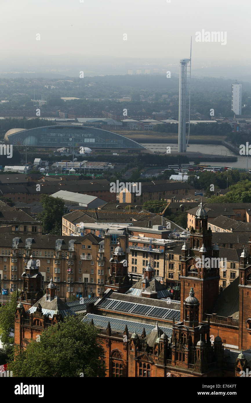 Aerial view of Kelvingrove Art Gallery with Glasgow Science centre in ...