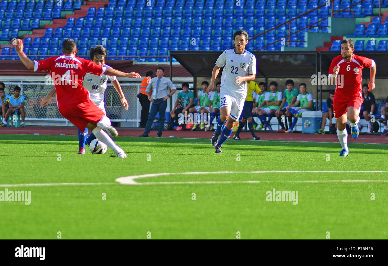 The Palestine And Chinese Taipei Football Teams Play At Rizal Memorial Stadium Football Arena For Ppf