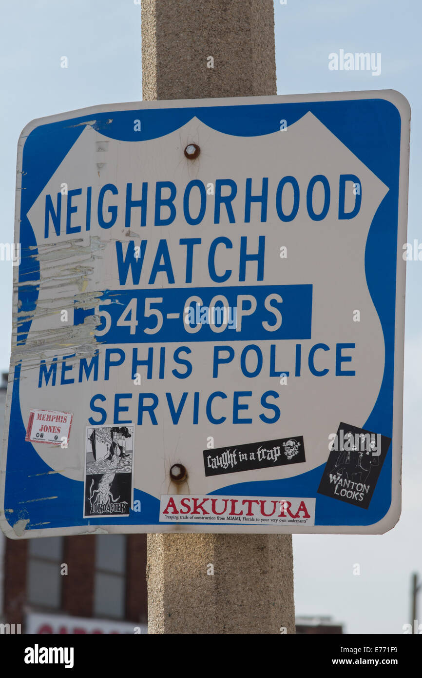Memphis Police Neighborhood Watch sign Stock Photo