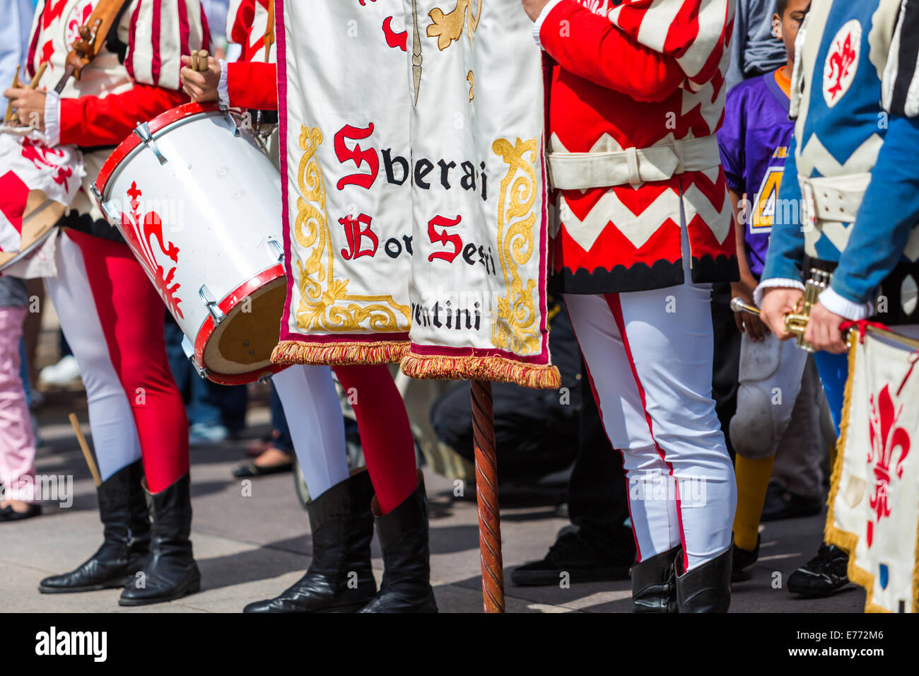 Flad trowing performance at anual Italian Festival on streets of Belmar