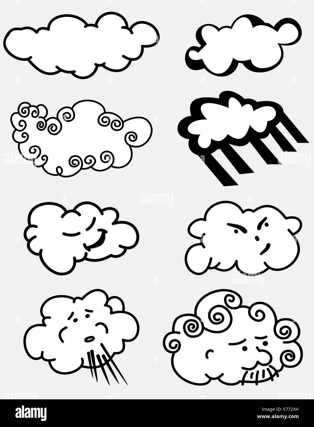 Cartoon clouds Black and White Stock Photos & Images - Alamy