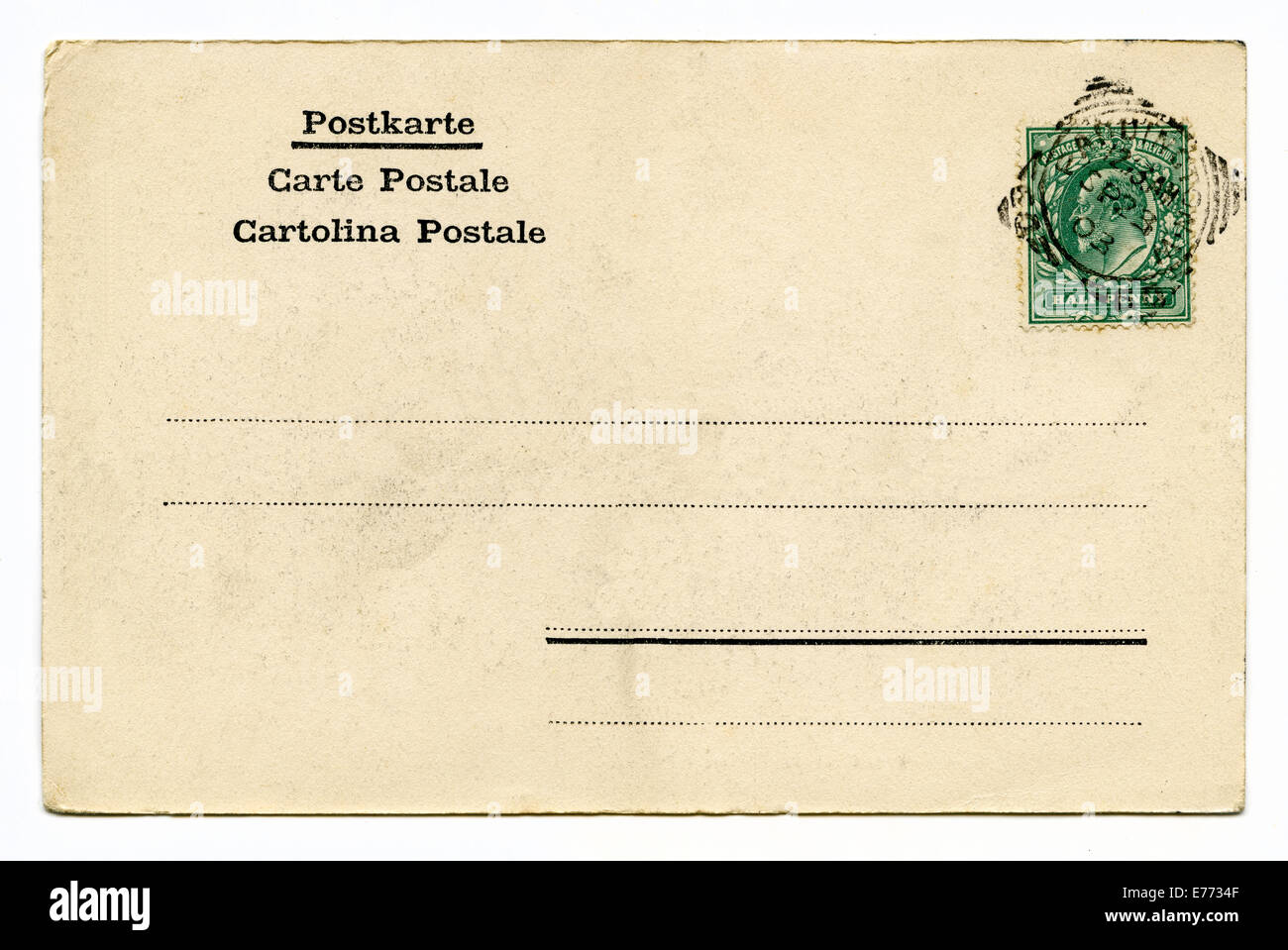 A vintage postcard over a plain white background Stock Photo - Alamy