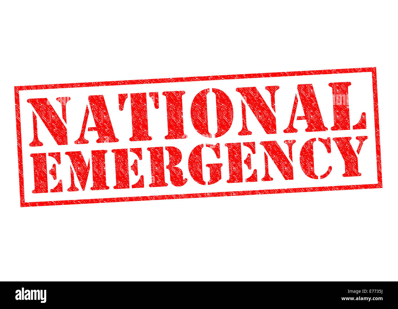 NATIONAL EMERGENCY red Rubber Stamp over a white background. Stock Photo