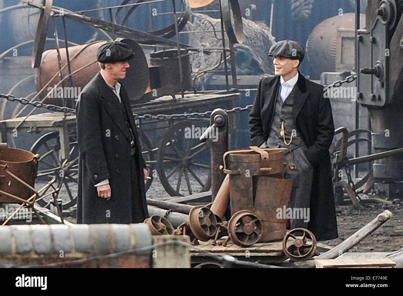 Cillian Murphy films scenes for the second series of crime drama 'Peaky Blinders' on location at the Black Country Museum  Featuring: Cillian Murphy Where: Dudley, West Midlands, United Kingdom When: 05 Mar 2014 Stock Photo