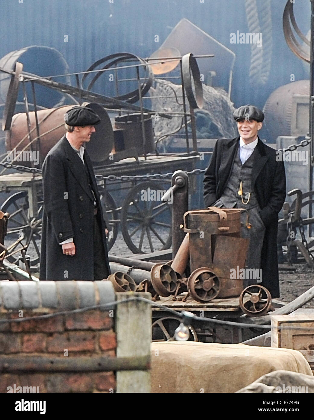 Cillian Murphy films scenes for the second series of crime drama 'Peaky Blinders' on location at the Black Country Museum  Featuring: Cillian Murphy Where: Dudley, West Midlands, United Kingdom When: 05 Mar 2014 Stock Photo