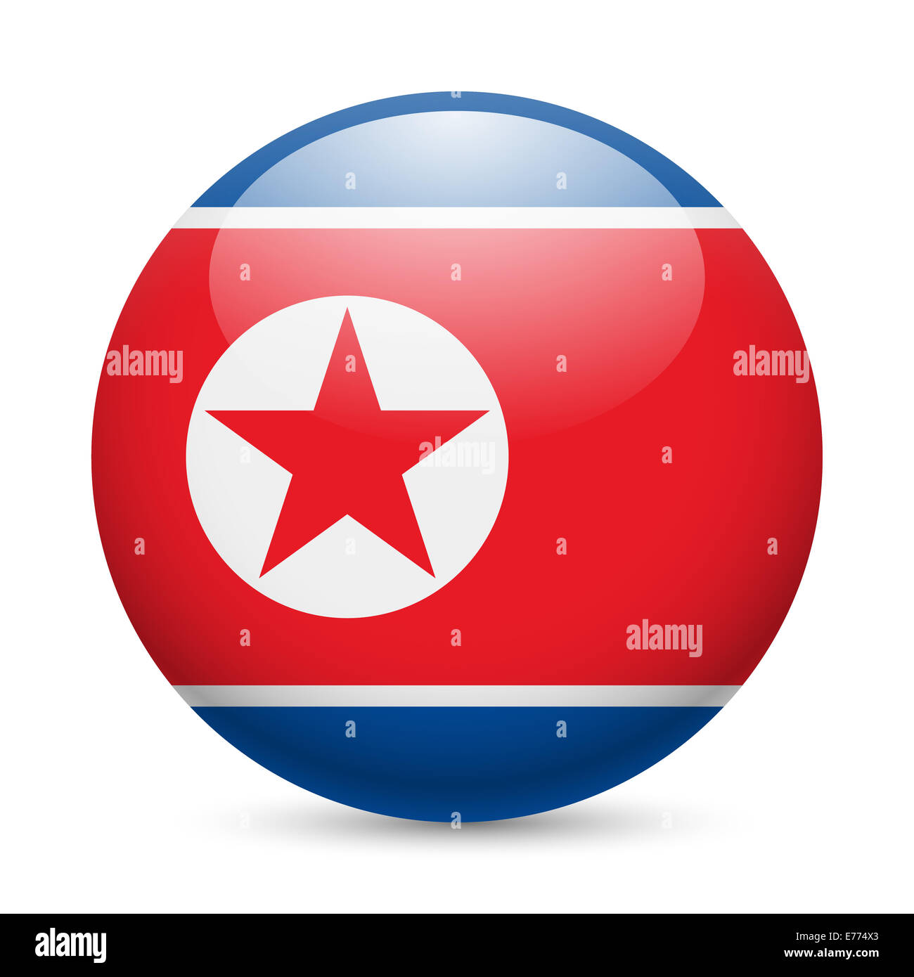 Flag of North Korea as round glossy icon. Button with North Korean flag Stock Photo