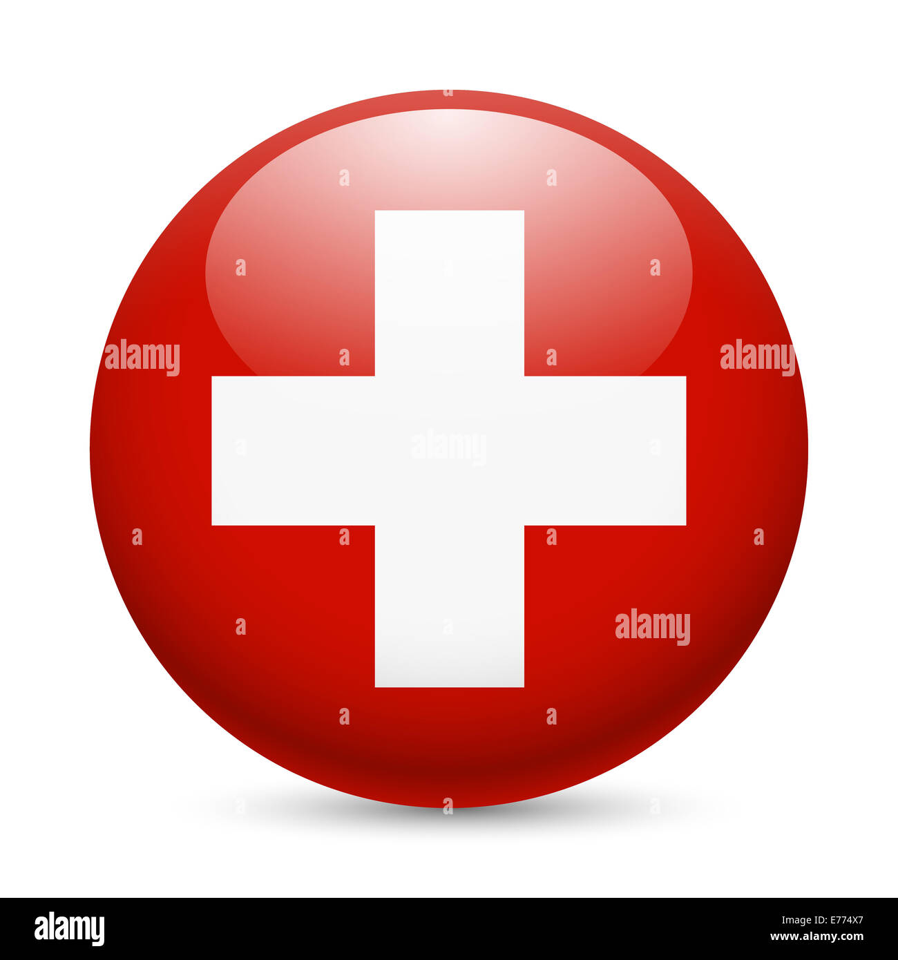 Flag of Switzerland as round glossy icon. Button with Swiss flag Stock Photo: 73301599 - Alamy