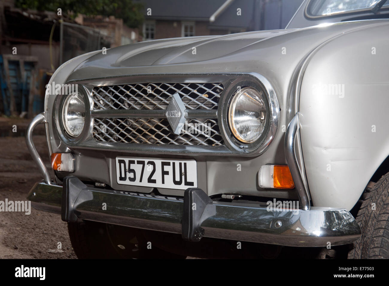 Renault 4 classic French small car face radiator and headlights Stock Photo  - Alamy