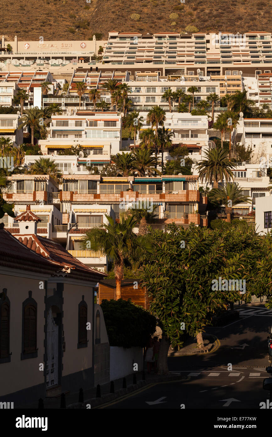 Los Gigantes village apartments built up the cliff side, Tenerife