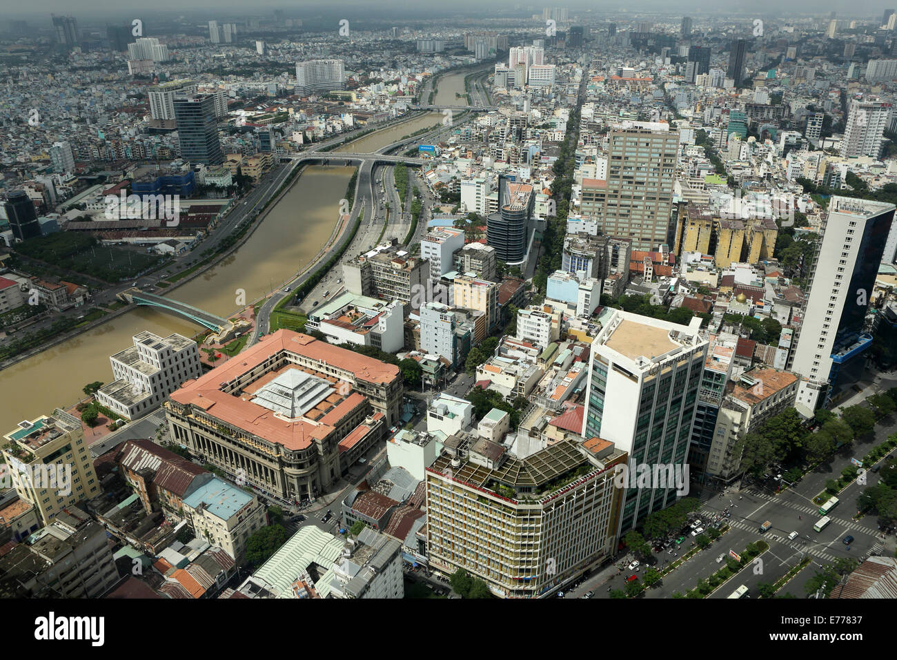 Ho Chi Minh City and the Saigon river in Vietnam. Stock Photo