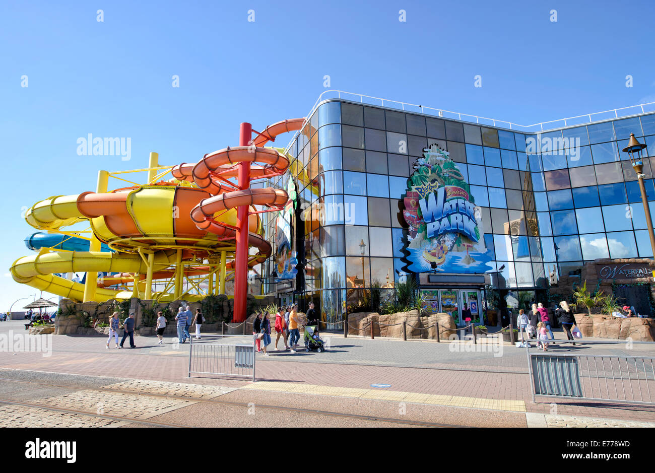 The Sandcastle Water Park on Blackpool's South Shore promenade Stock Photo