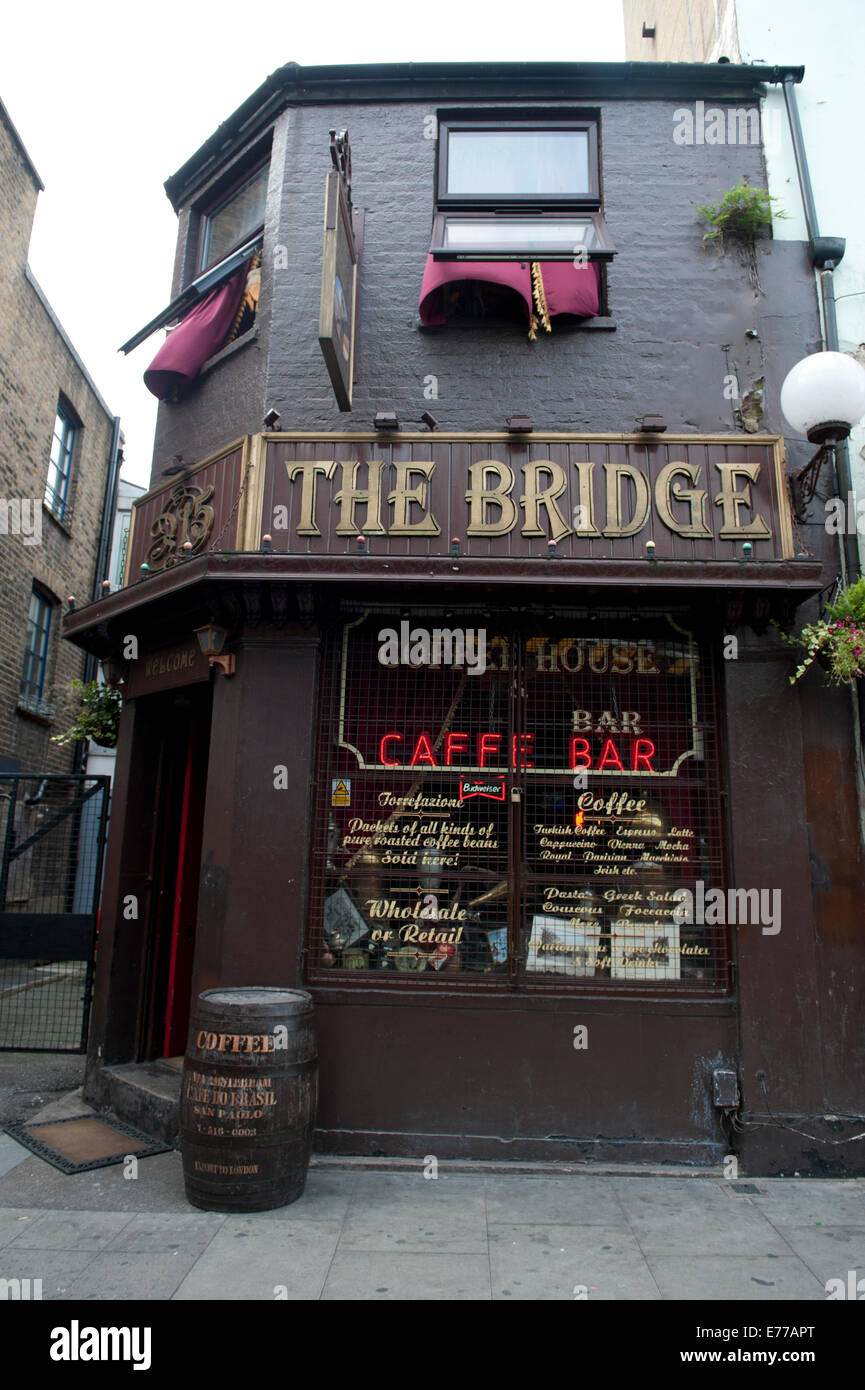 A pub called The Bridge in Shoreditch East London Stock Photo