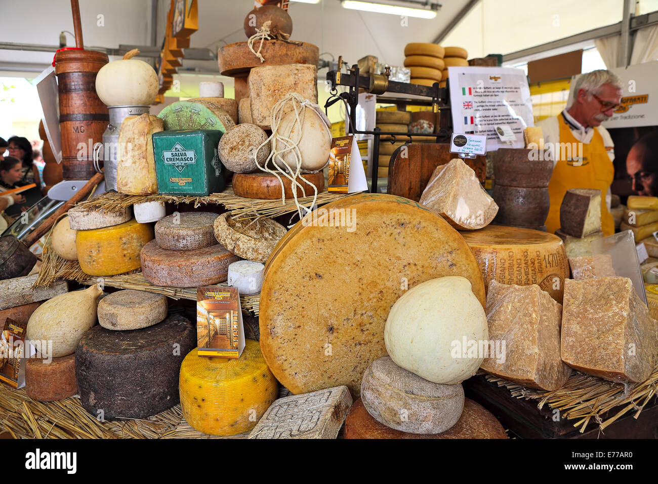 Cheese market in Italy. Stock Photo