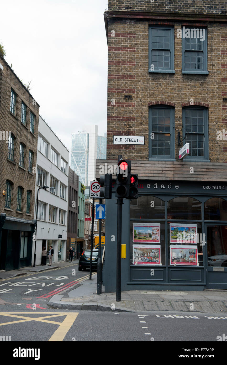 Traffic light in Old Street London Stock Photo