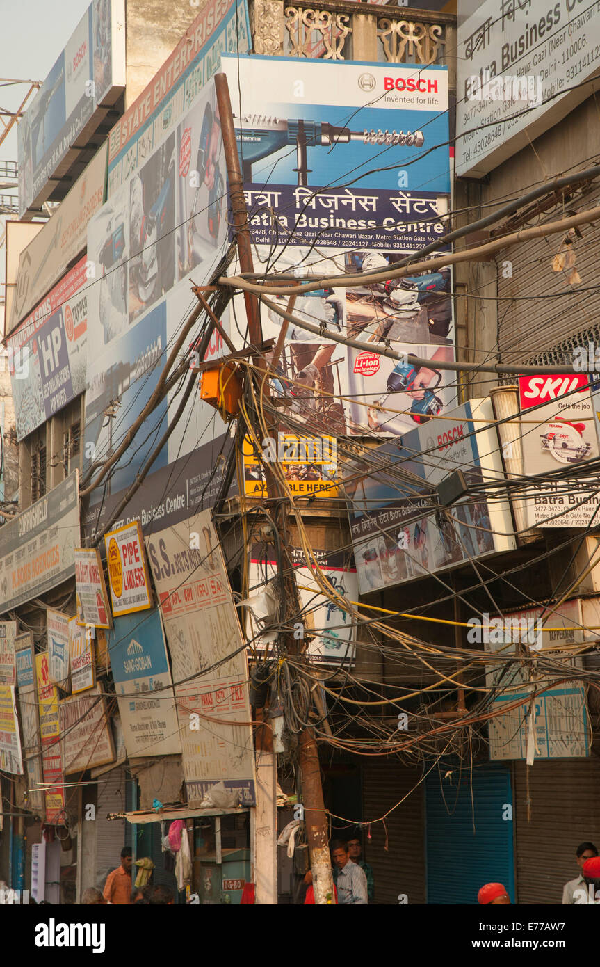 Electrical infrastructure, Old Delhi, India Stock Photo Alamy