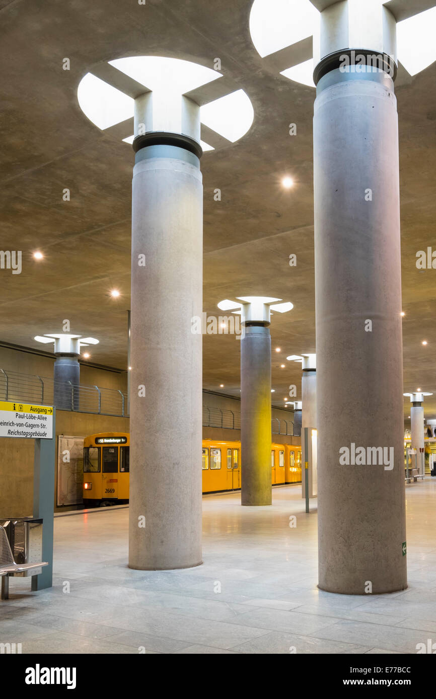 train at platform at Bundestag subway station in Berlin Germany Stock Photo