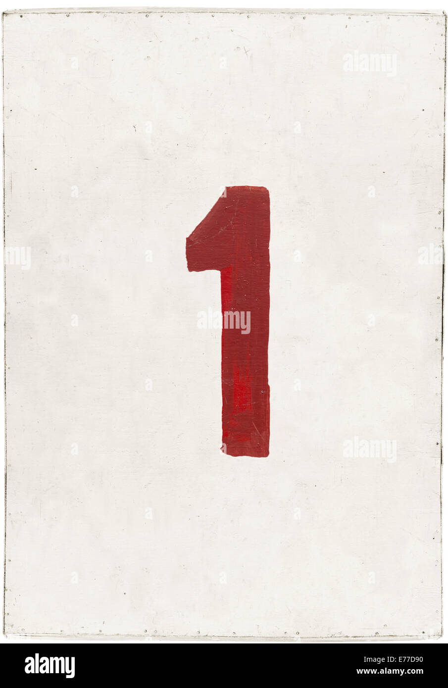 number one on white plywood board Stock Photo Alamy