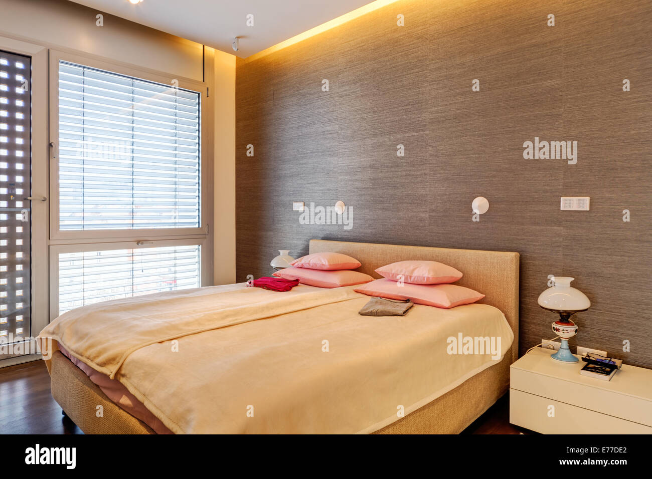 View of Modern luxury smart building residential apartment interior with ...