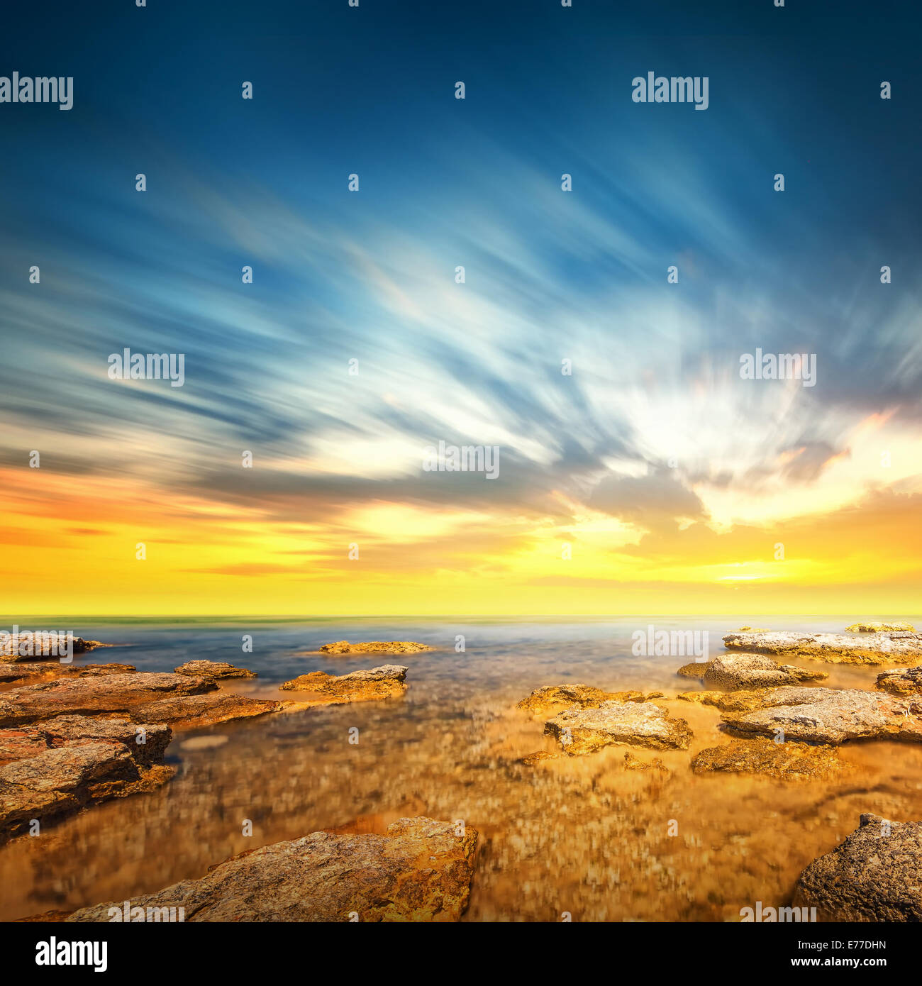Panoramic dramatic sunset sky and tropical sea at dusk Stock Photo - Alamy
