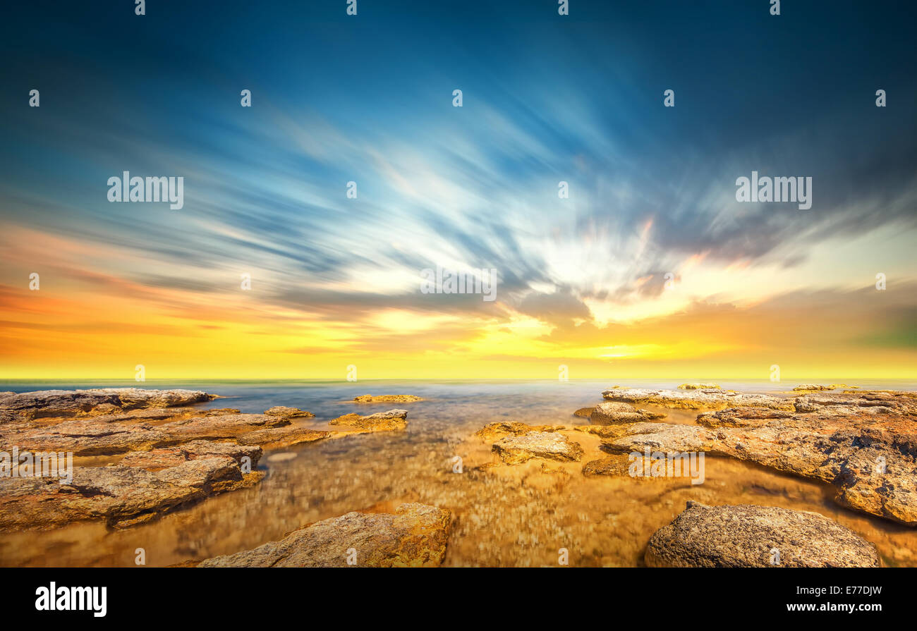 Panoramic dramatic sunset sky and tropical sea at dusk Stock Photo - Alamy