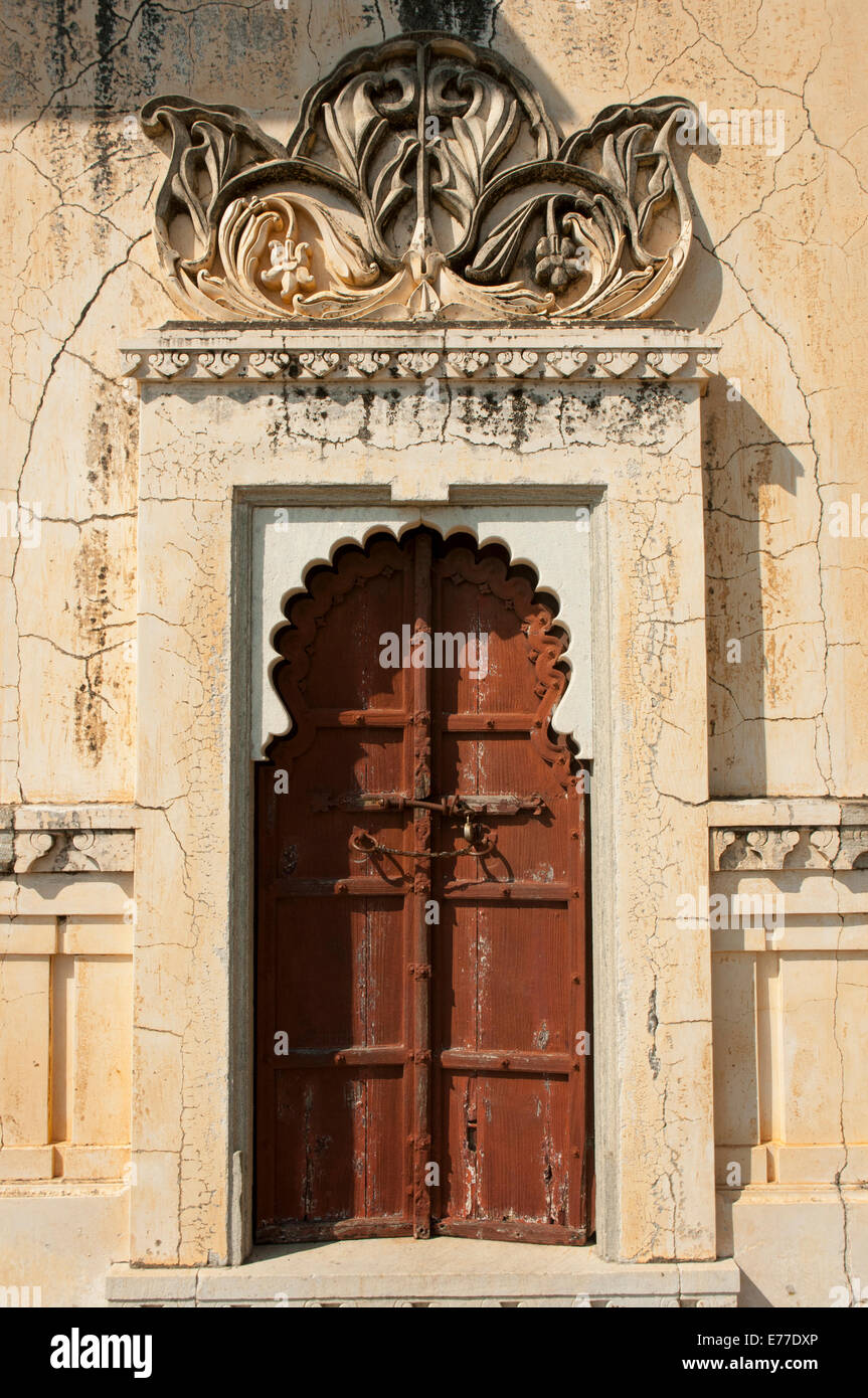 Traditional door, Kumbhalgarh Fort, Kumbhalgarh, Rajasthan, India. Stock Photo