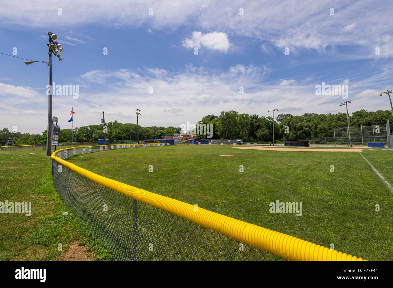 Outfield Fence, Little League Baseball Field Stock Photo