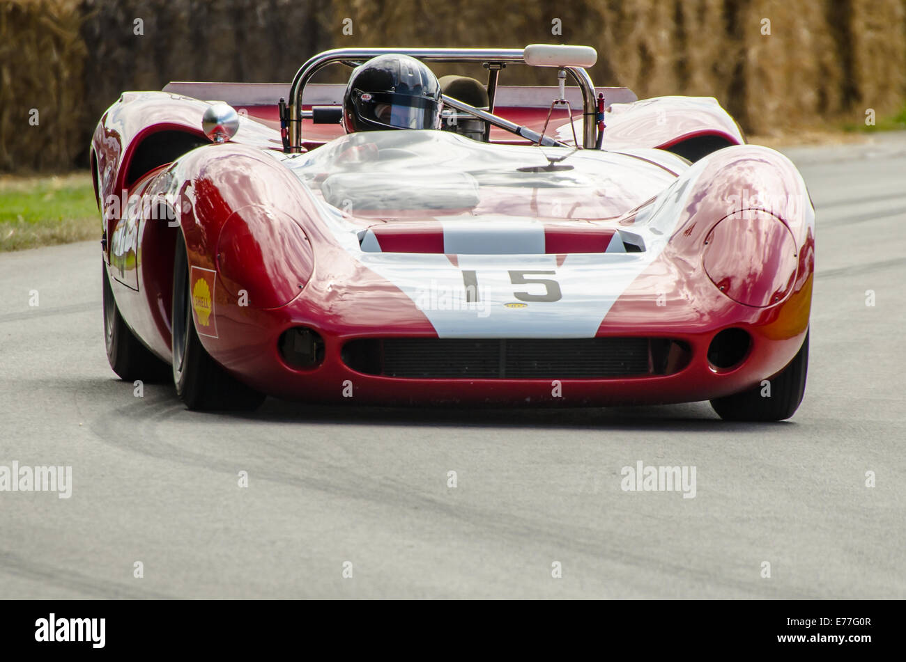 The Lola T70 was built for sports car racing, popular in the mid to late 1960s. Developed by Lola Cars in 1965 in Great Britain. Racing at Goodwood Stock Photo
