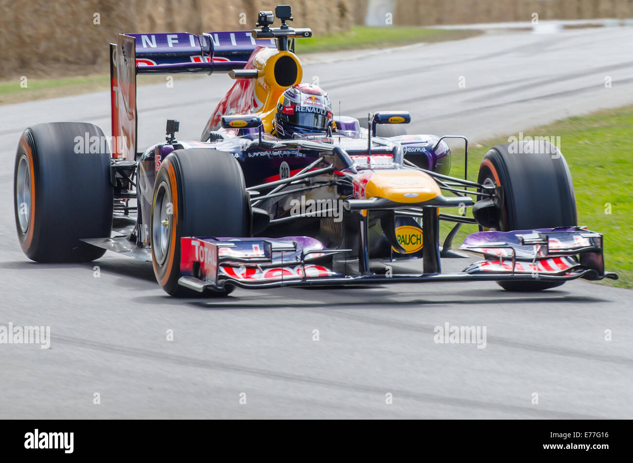 The Red Bull RB7 is a Formula 1 racing car designed by the Red Bull Racing  team for the 2011 Formula 1 season winning the title. Racing at Goodwood  Stock Photo - Alamy