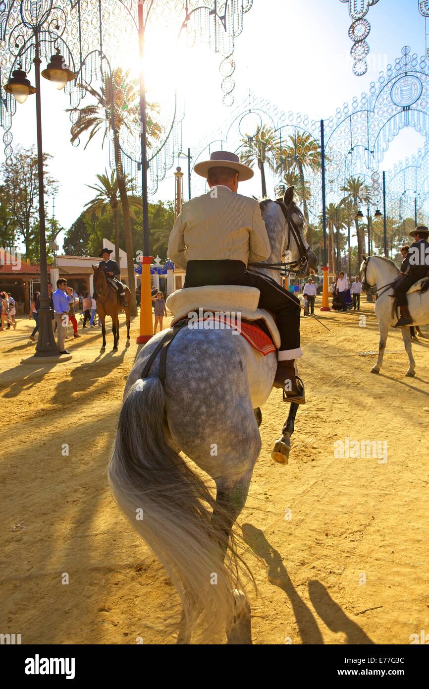 Man in Traditional Spanish Costume on Horse, Annual Horse Fair, Jerez de la  Frontera, Cadiz Province, Andalusia, Spain Stock Photo - Alamy