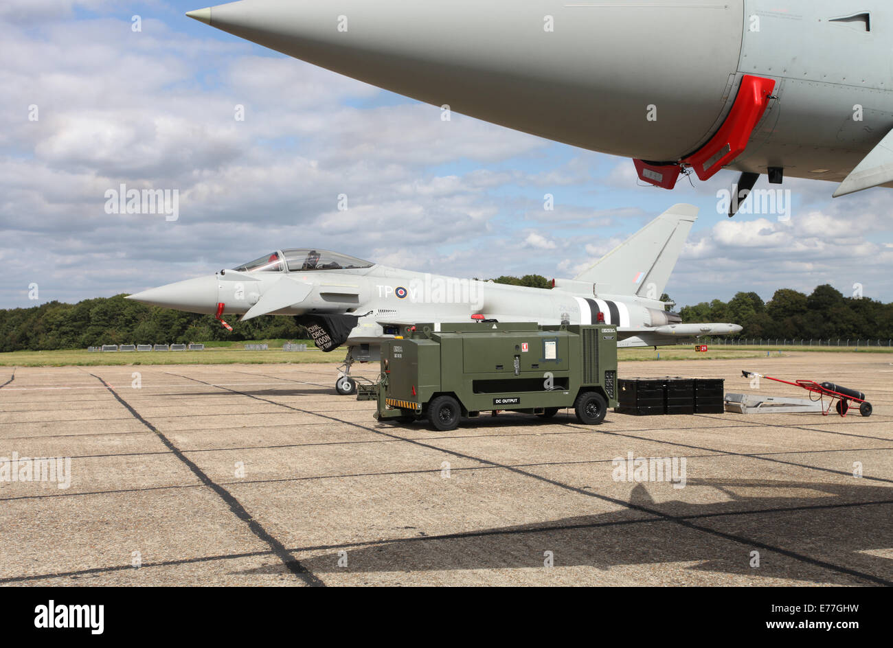 Two Eurofighters parked on the tarmac at Bigging Hill airport Stock Photo