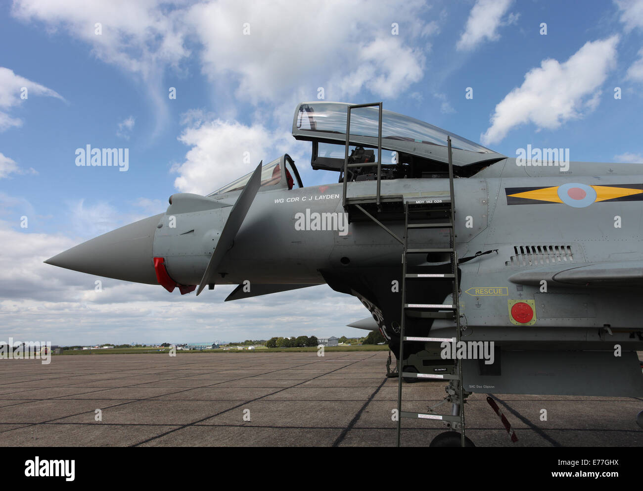 Two Eurofighters parked on the tarmac at Bigging Hill airport Stock Photo