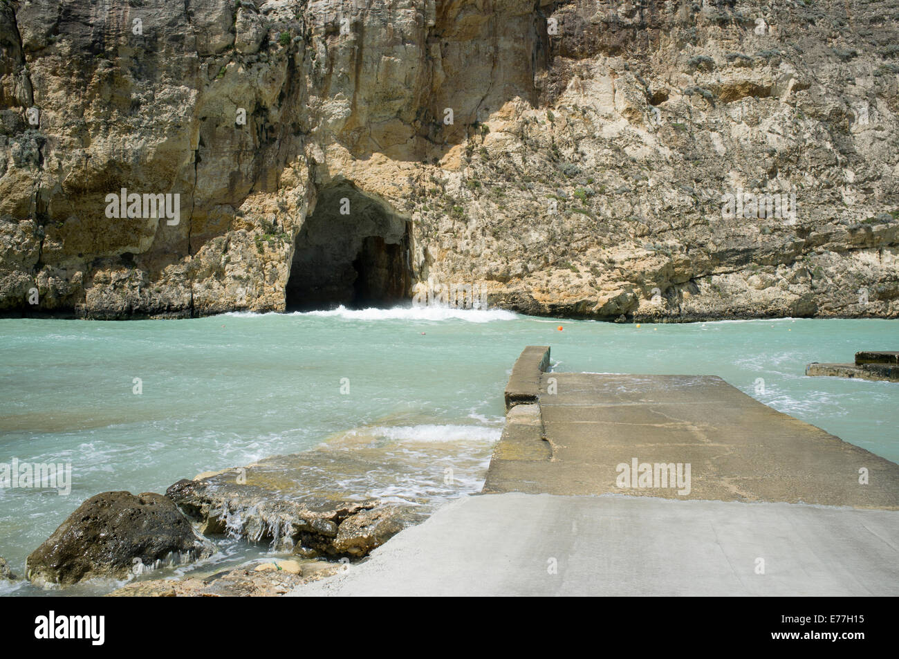 Inland sea by the Azure Window on the Mediterranean Island of Gozo Stock Photo