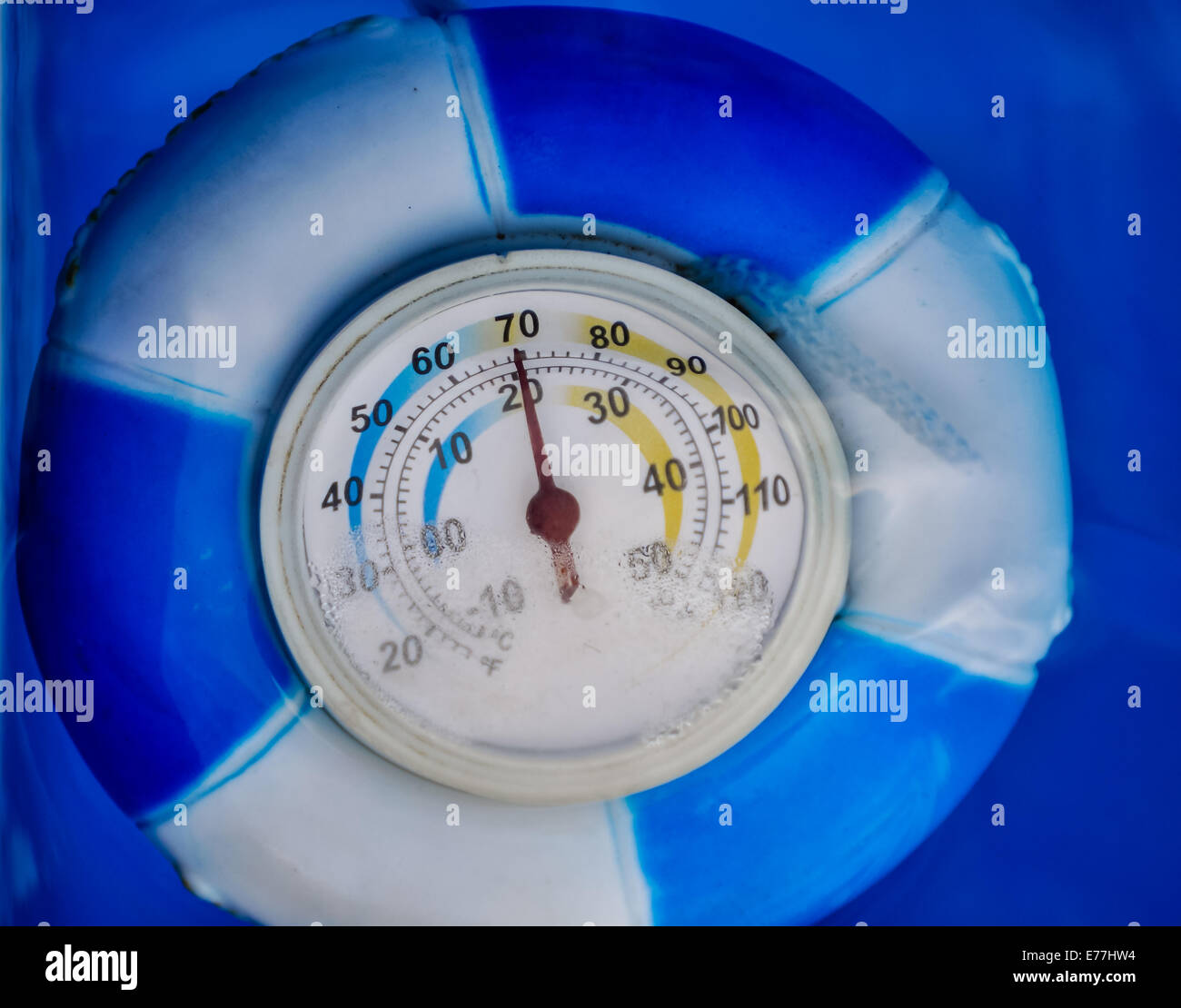A close up of a pool thermometer. Stock Photo